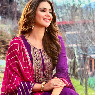 Muslin silk designer semi stitched salwar suit