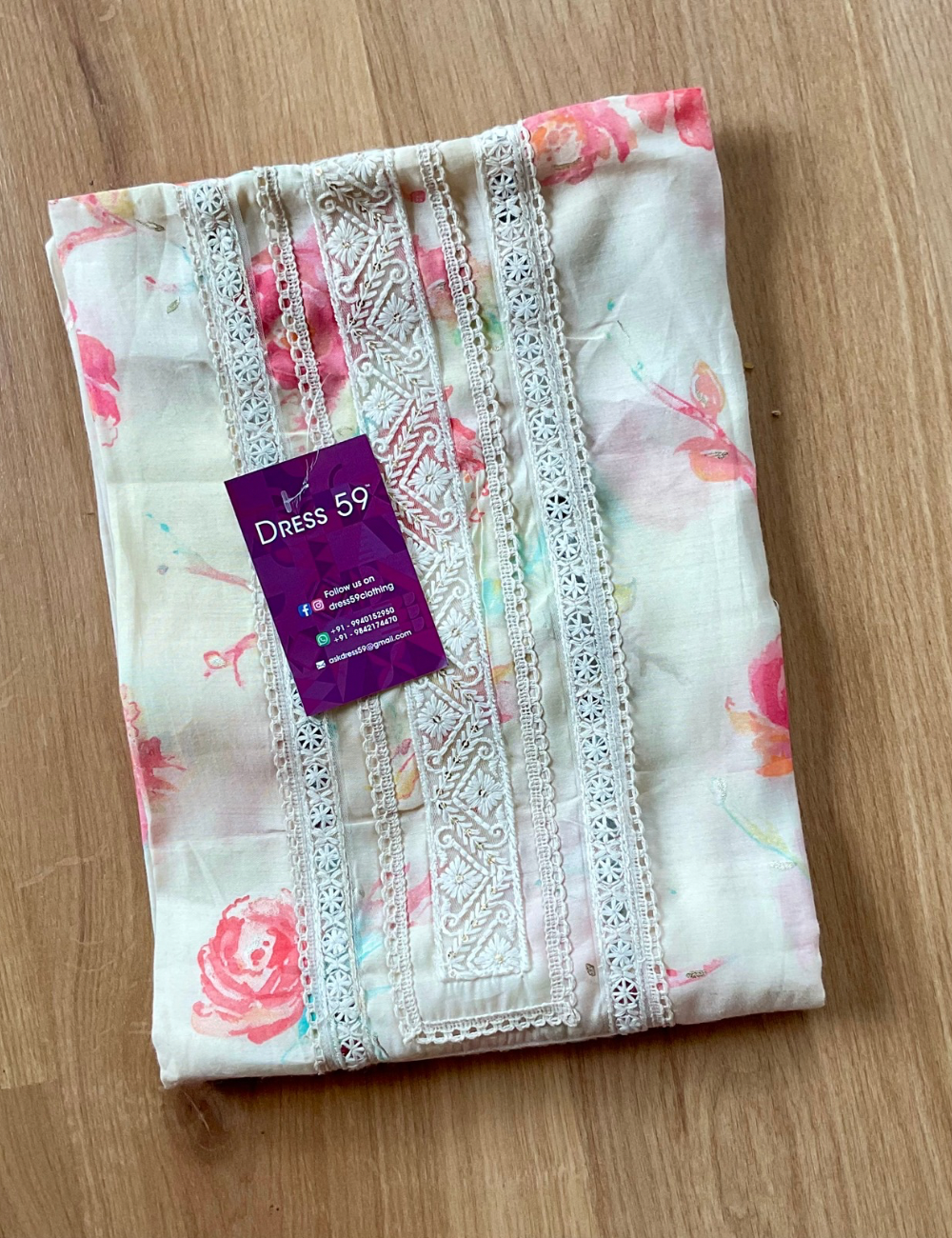 Soft Muslin Floral Printed Unstitched Salwar - Half White