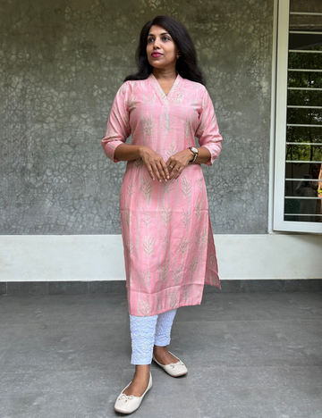 Muslin Silk Straight Cut Kurta - Peach