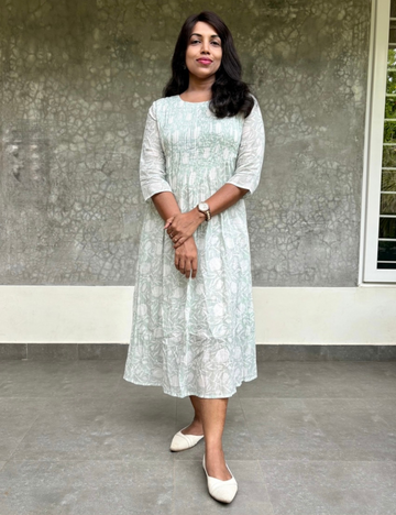 Mul Mul Cotton Midi Style Dress - Pastel Green