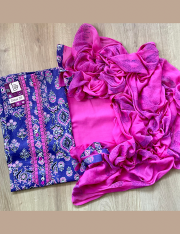 Soft Cotton Floral Printed Unstitched Salwar - Purple