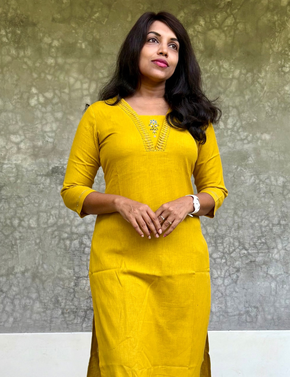 Soft Cotton Straight Cut Kurta - Yellow