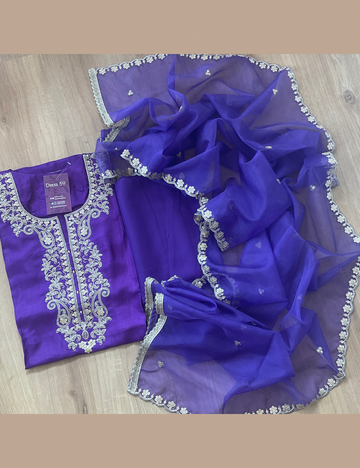 Embellished Muslin Silk Designer Semi Stitched Salwar