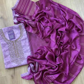 Purple Tissue Cotton Unstitched Salwar