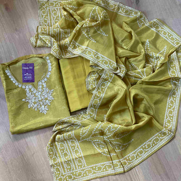 Bandhini Printed Shimmer Silk Semistitched Salwar
