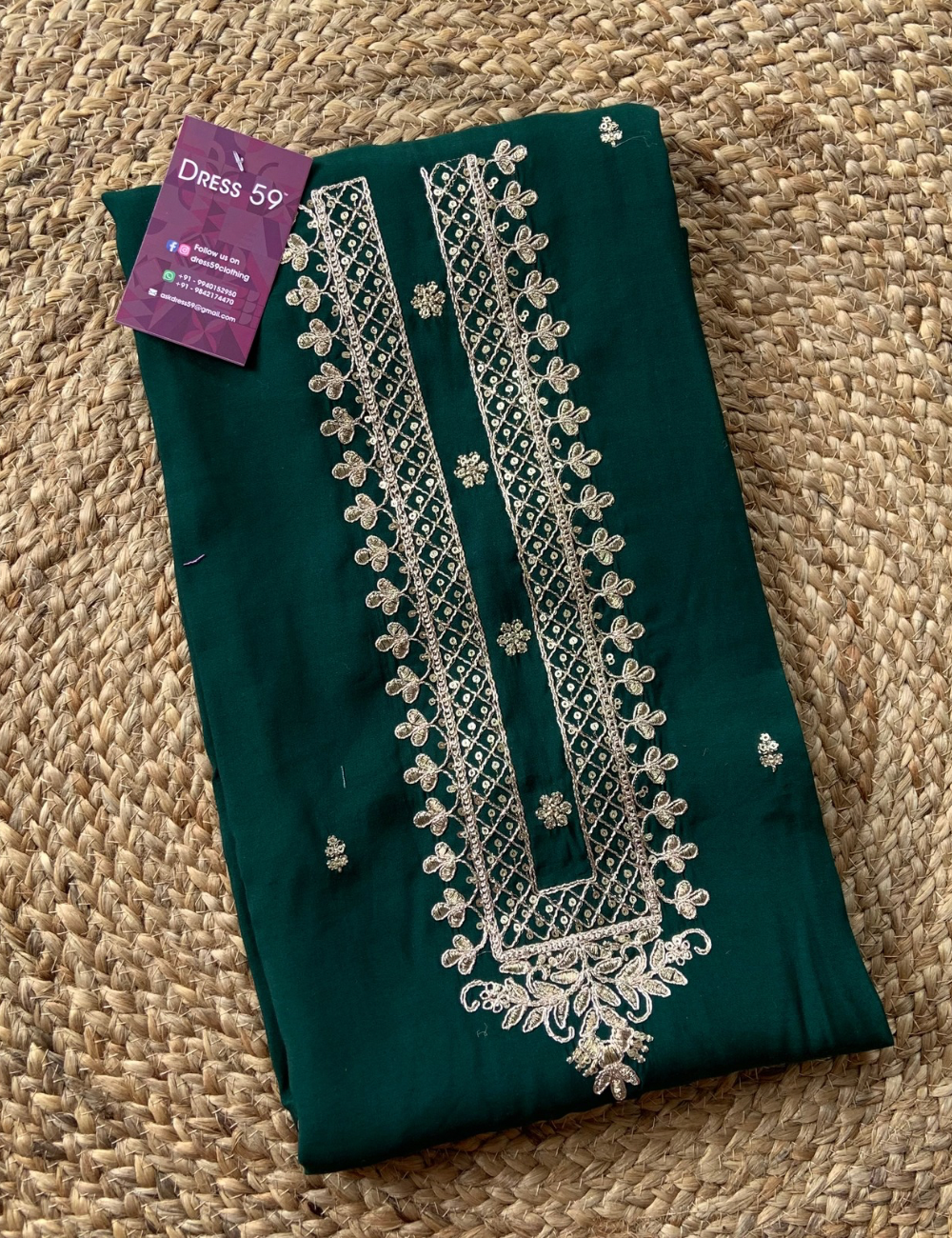 Muslin Silk Designer Semi Stitched Salwar - Emerald green