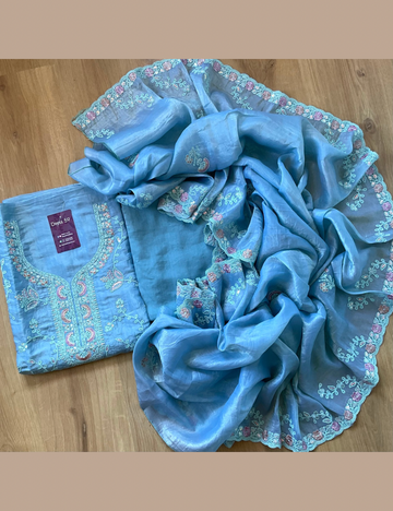 Floral Printed, Shimmer Tissue Unstitched Salwar