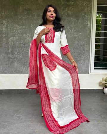 Kalamkari patch worked  soft cotton kurta set - Pink