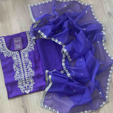Embellished Muslin Silk Designer Semi Stitched Salwar