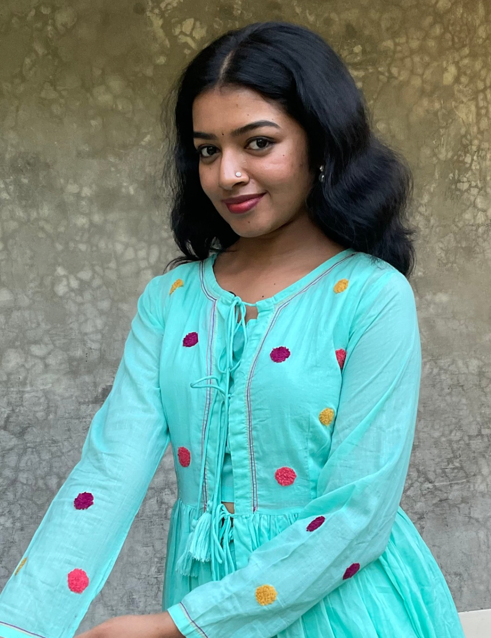 Cotton Layered Dress – Aqua Blue
