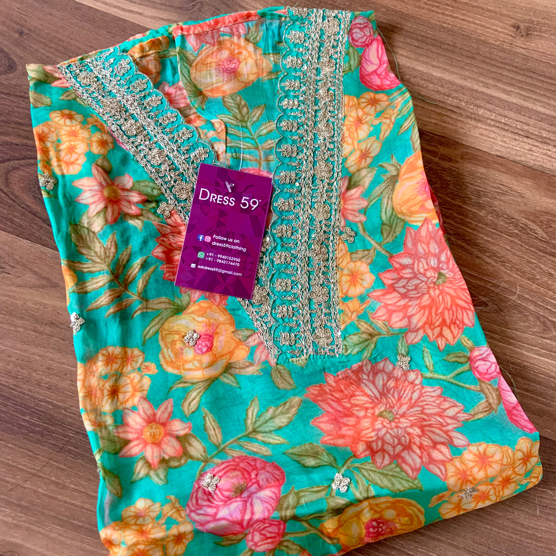 Soft Organza Floral Printed Designer Semi Stitched Salwar - Turquoise Green