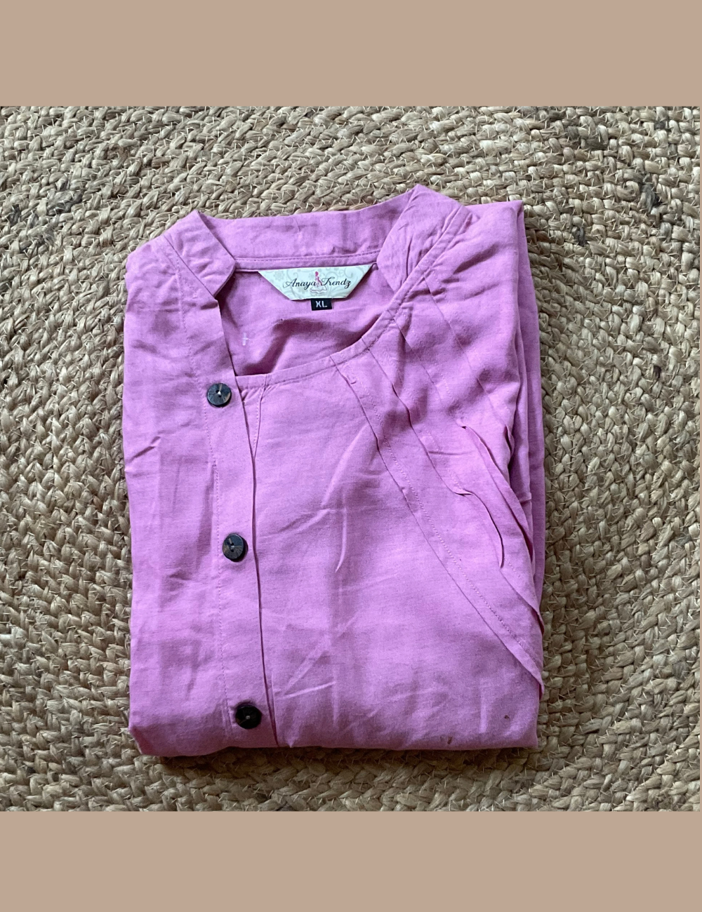 Asymmetric Cotton Shirt Style Kurta - Pink
