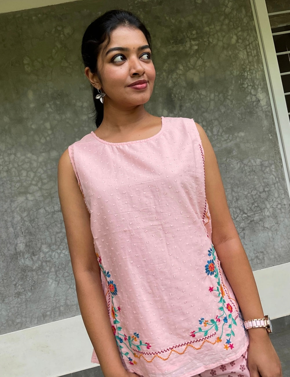 Cotton Printed Designer Co-Ord Set –  Pink
