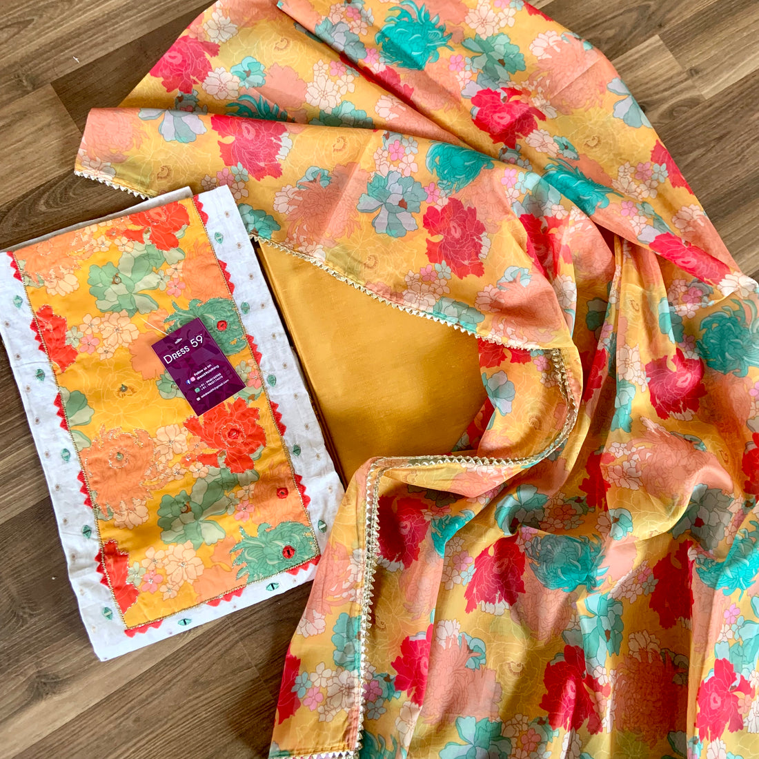 Silk Cotton Patch Worked Designer Unstitched Salwar