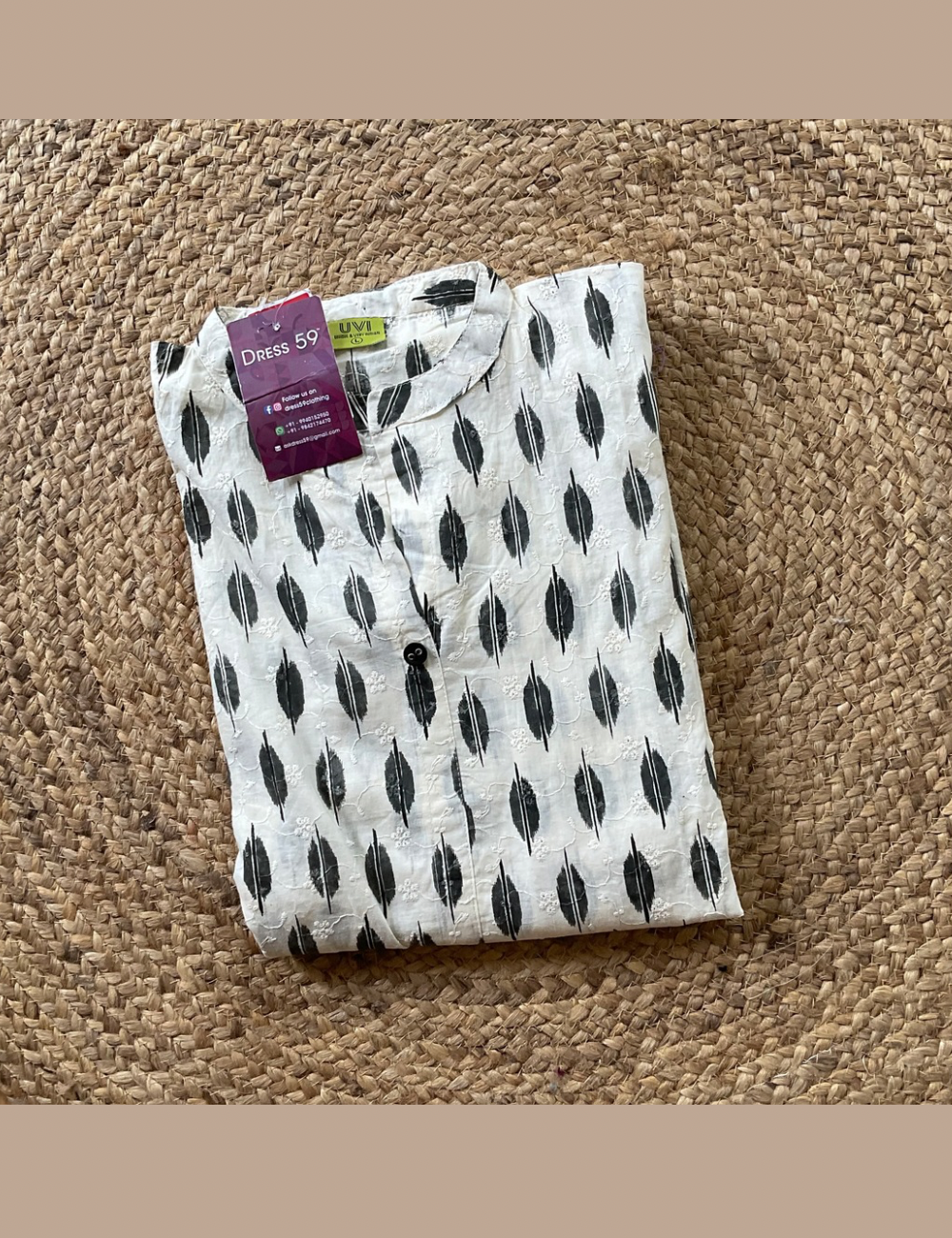 Printed Aline Cotton Kurta - White