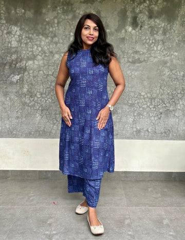 Stylish Rayon Cotton Everyday Kurta set - Indigo Blue