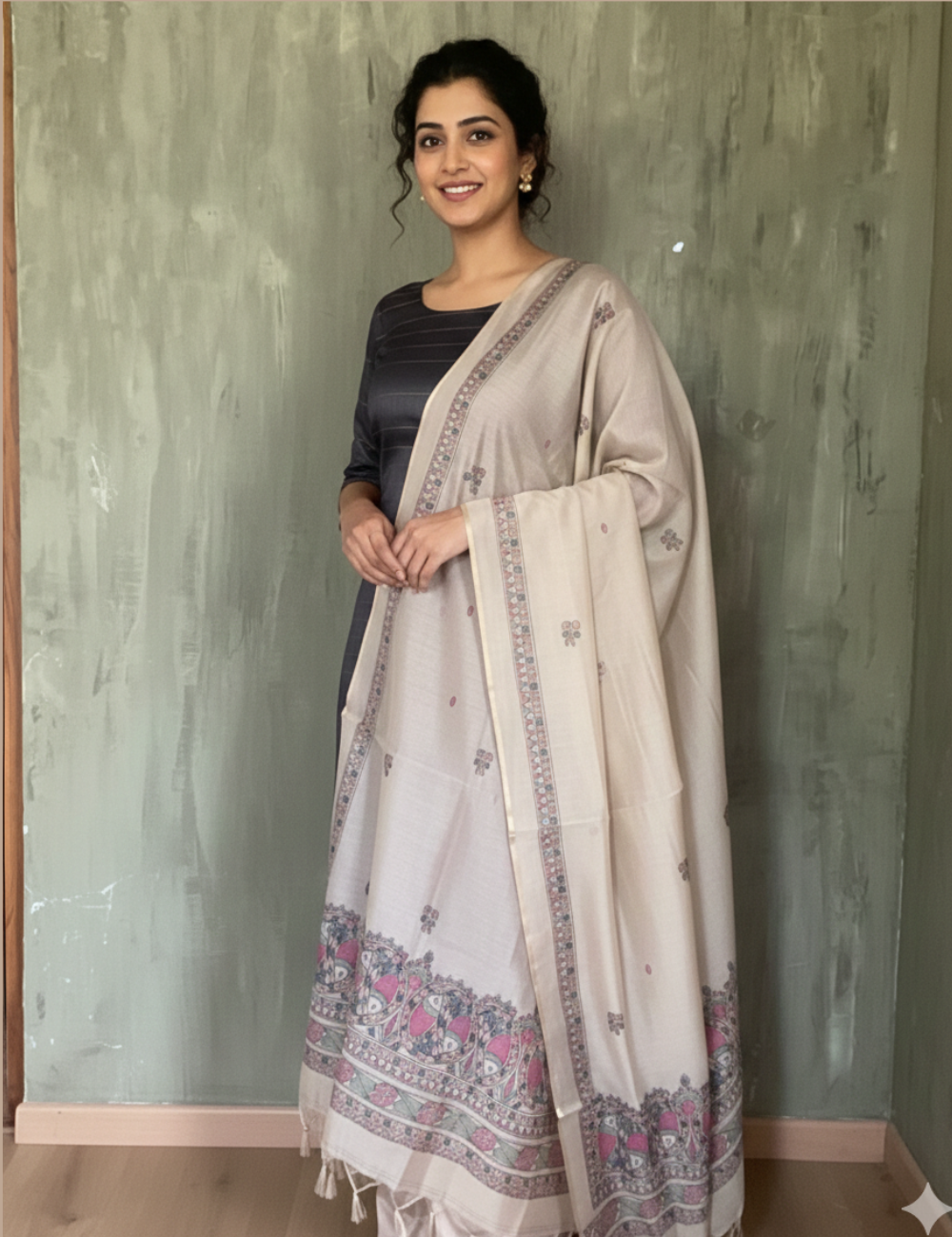 Vertican Silkl Designer Unstitched Salwar - Dark Grey