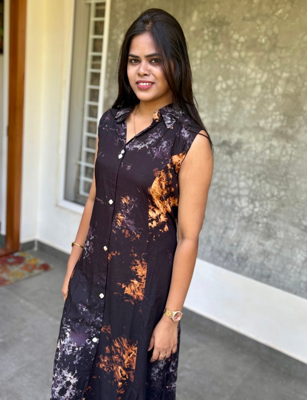 Soft Rayon Cotton Kurta Set with Tie & Dye Prints - Black