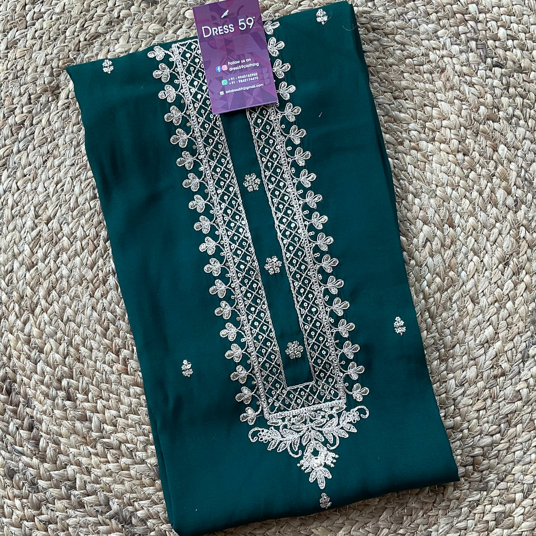 Muslin Silk Designer Semi Stitched Salwar - Emerald green