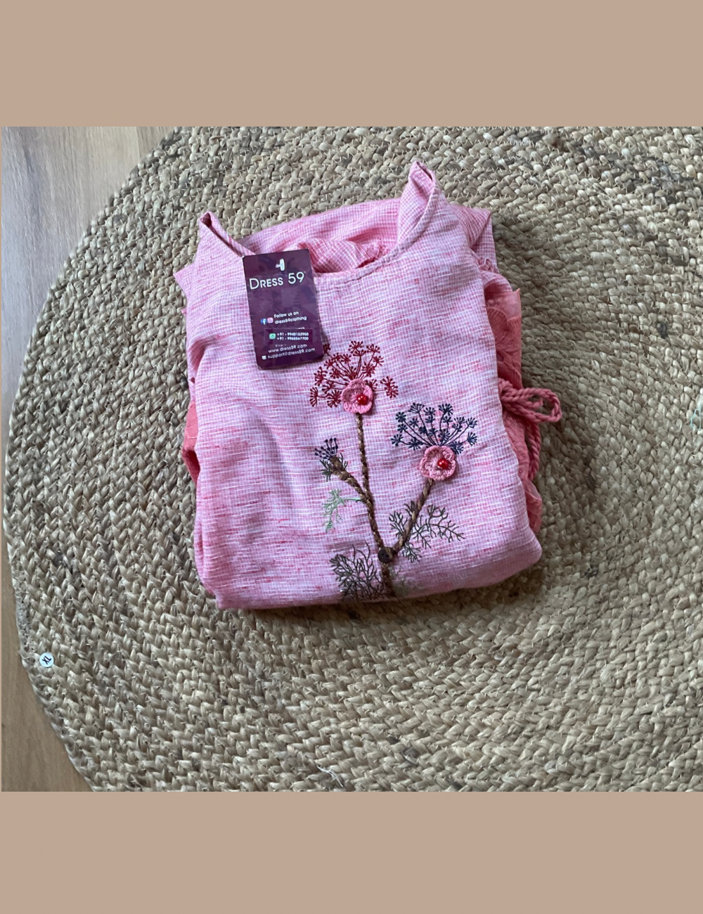 Soft Cotton Designer Lace Maxi Dress - Pink