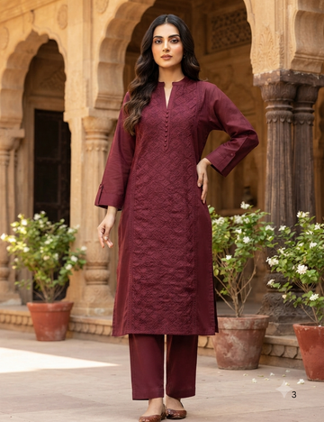 Soft Cotton Silk Kurta Set – Maroon