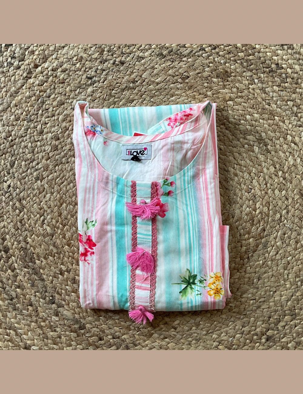 Rayon Cotton Floral Printed Straight Cut Kurta - White