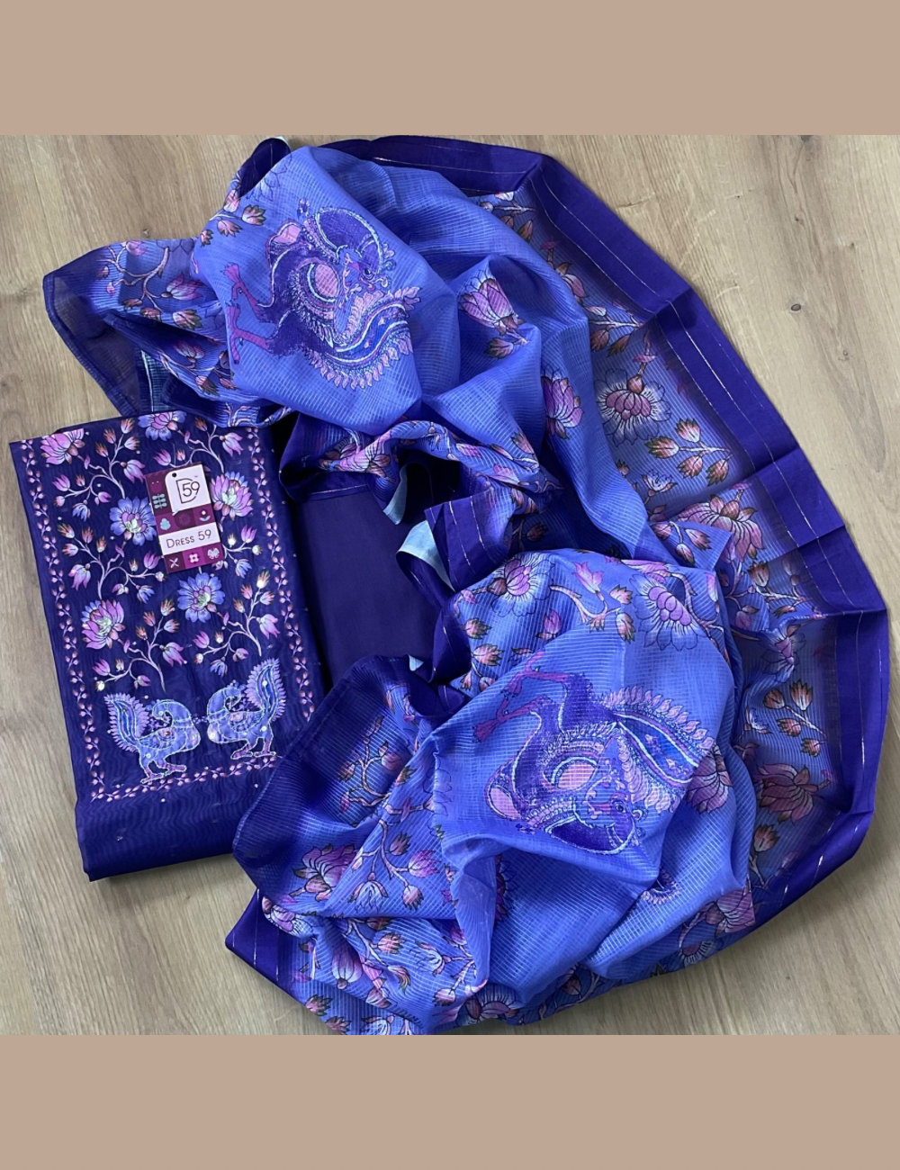 Chanderi Silk Embellsihed Designer Unstitched Salwar - Dark Purple