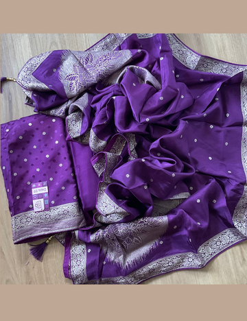 Dola Silk Ethnic Designer Unstitched Salwar - Dark Purple