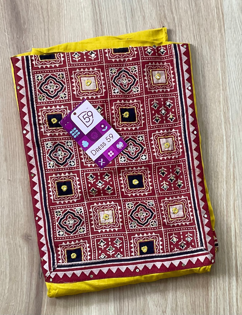 Soft Cotton Ajrakh Patchwork Unstitched Salwar - Yellow