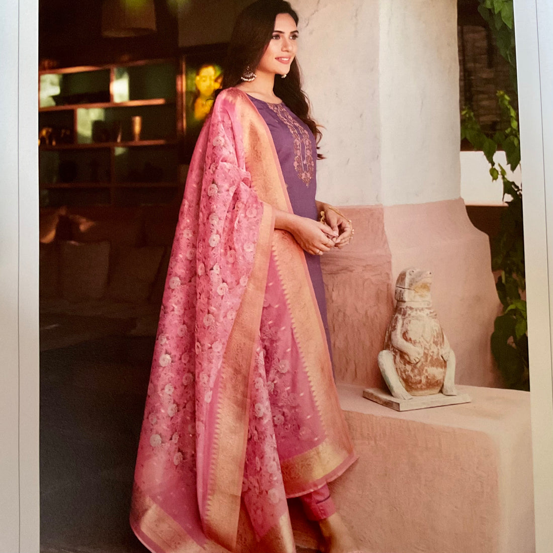 Soft Silk Designer Unstitched Salwar - Purple