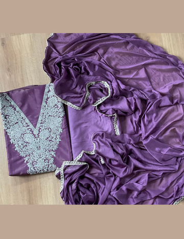 Soft Shimmer Tissue Silk Designer Unstitched Salwar - Wine Purple