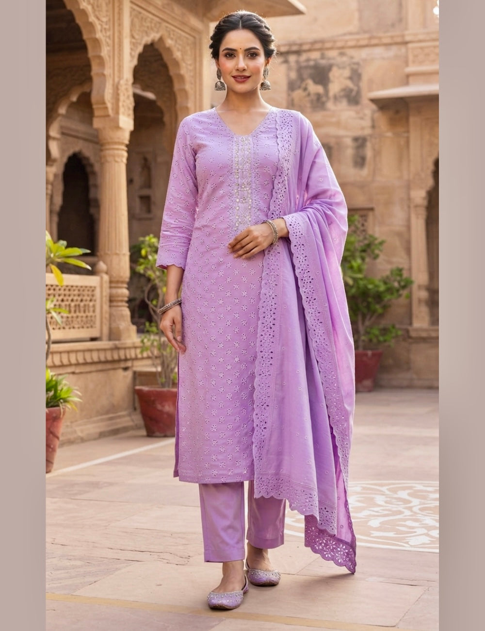 Hakoba Cotton Unstitched Salwar - Lavender