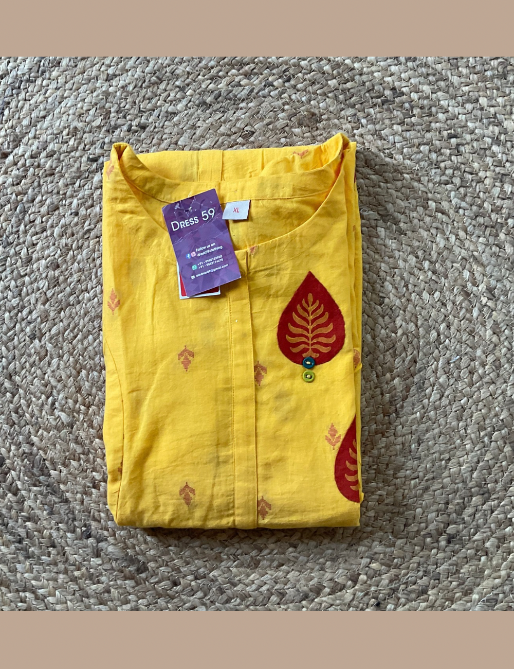 Jamdhani Cotton Aline Kurta - Mustard Yellow