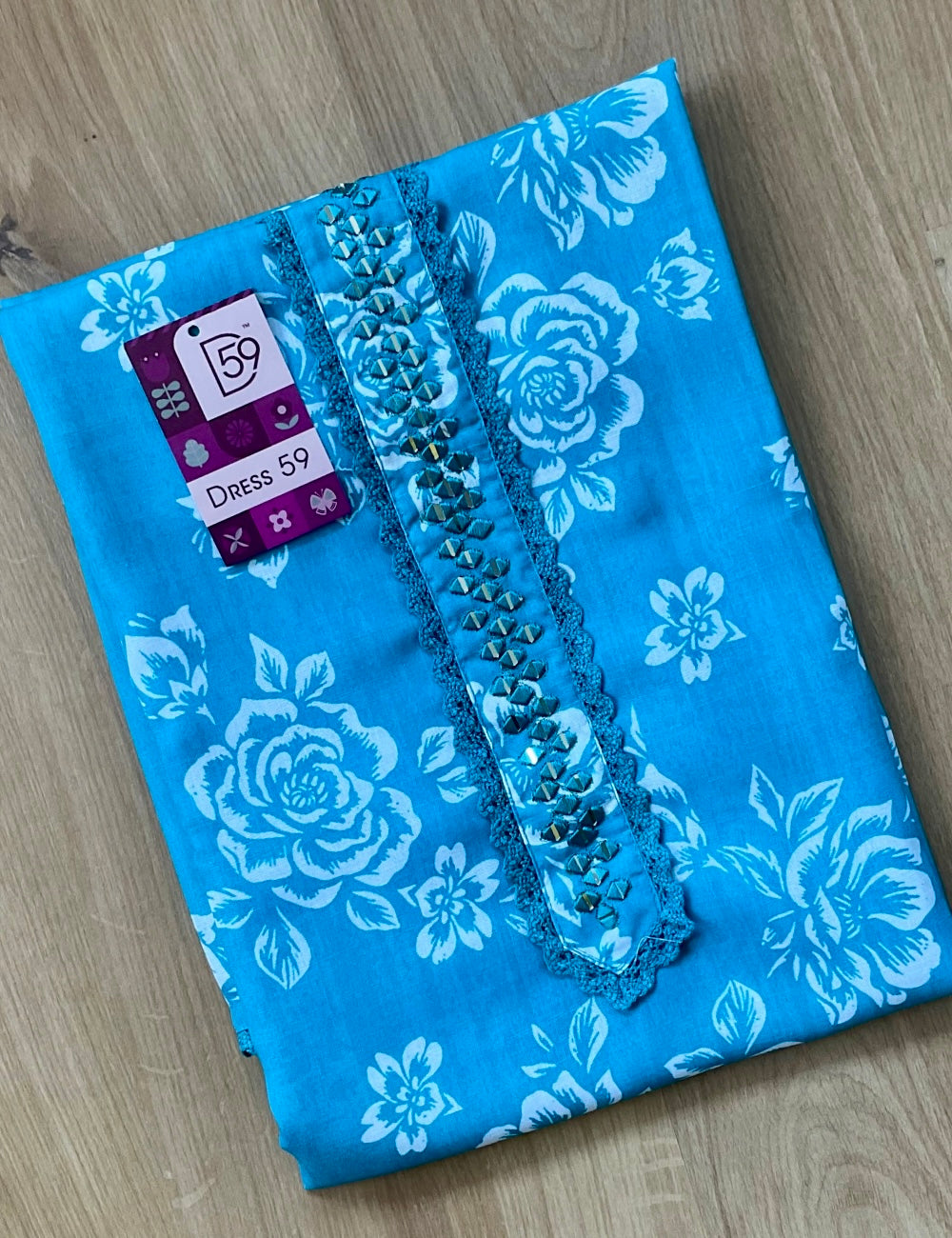 Floral Printed Cotton Unstitched Salwar - Blue