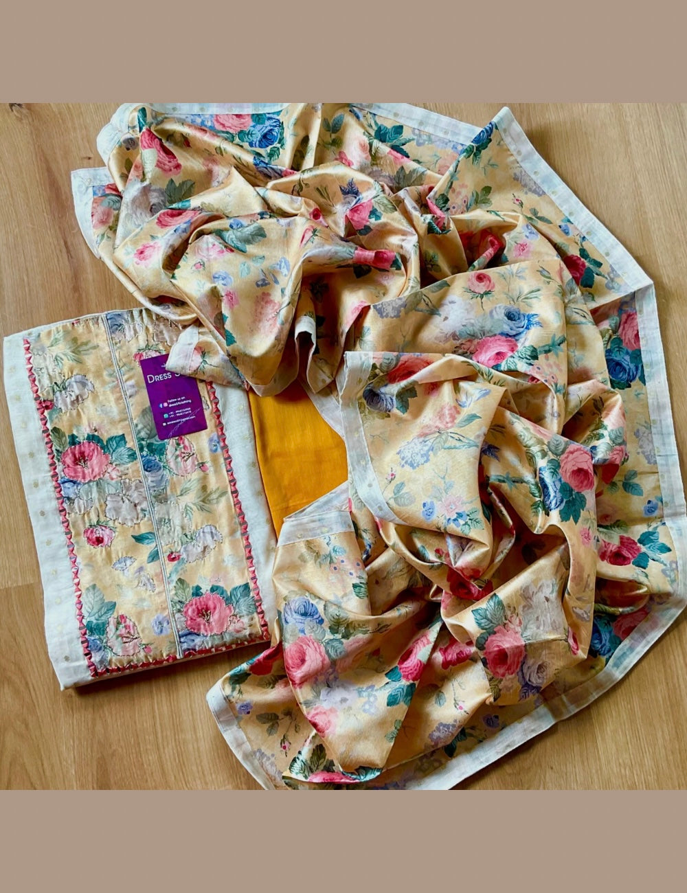 Onam Special Chanderi Silk Unstitched Salwar - Off White