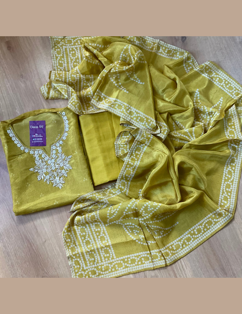 Bandhini Printed Shimmer Silk Semistitched Salwar