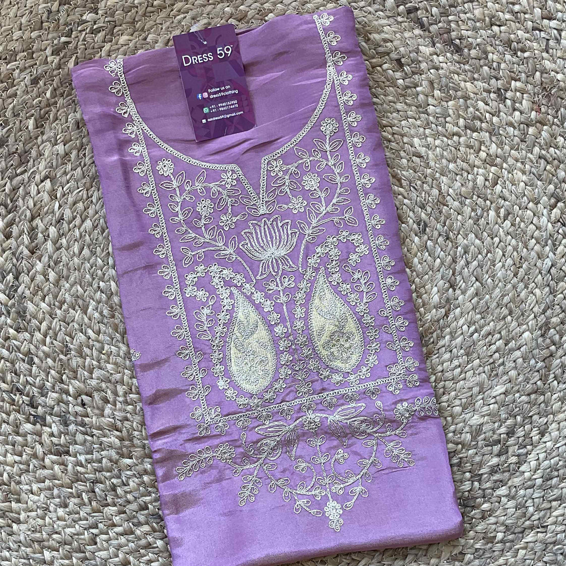 Shimmer Silk Designer Unstitched Salwar - Purple With Lime Green Combo