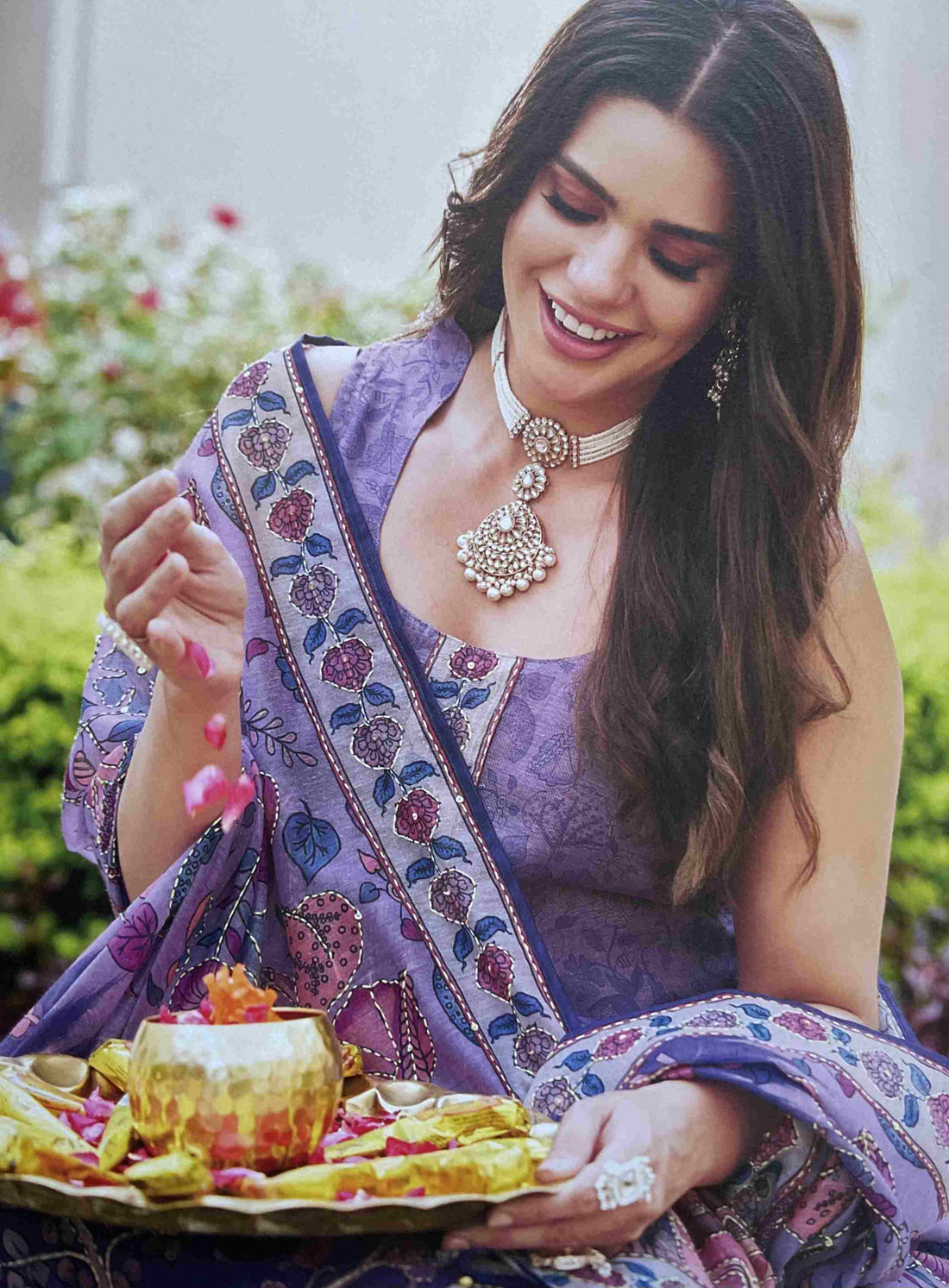 Floral Printed Chanderi Silk Unstitched Salwar