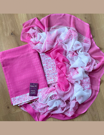 Floral Printed Cotton Unstitched Salwar - Pink