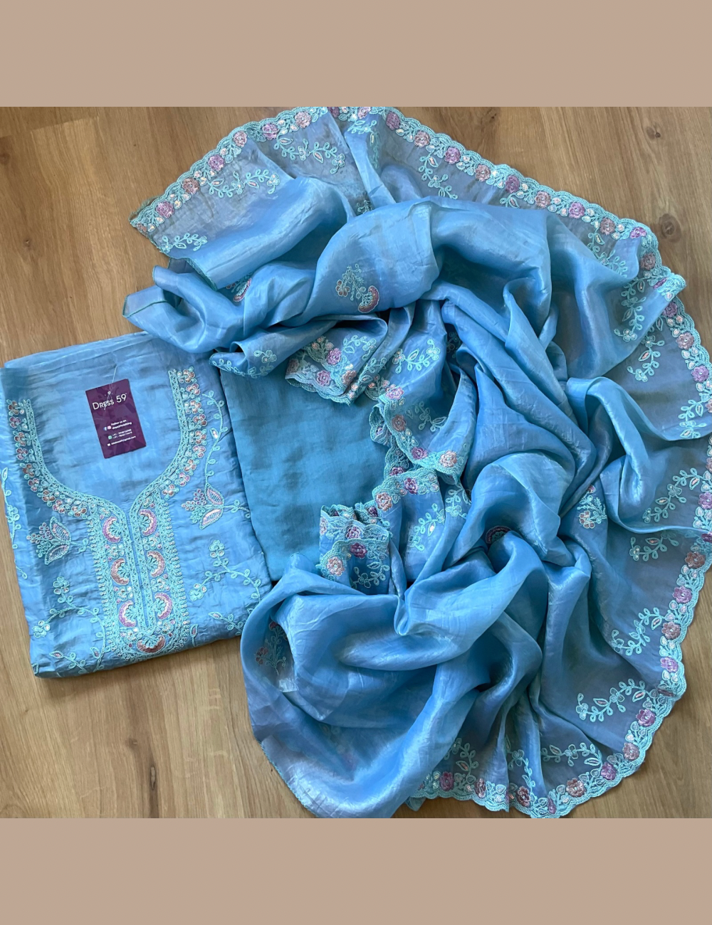 Floral Printed, Shimmer Tissue Unstitched Salwar