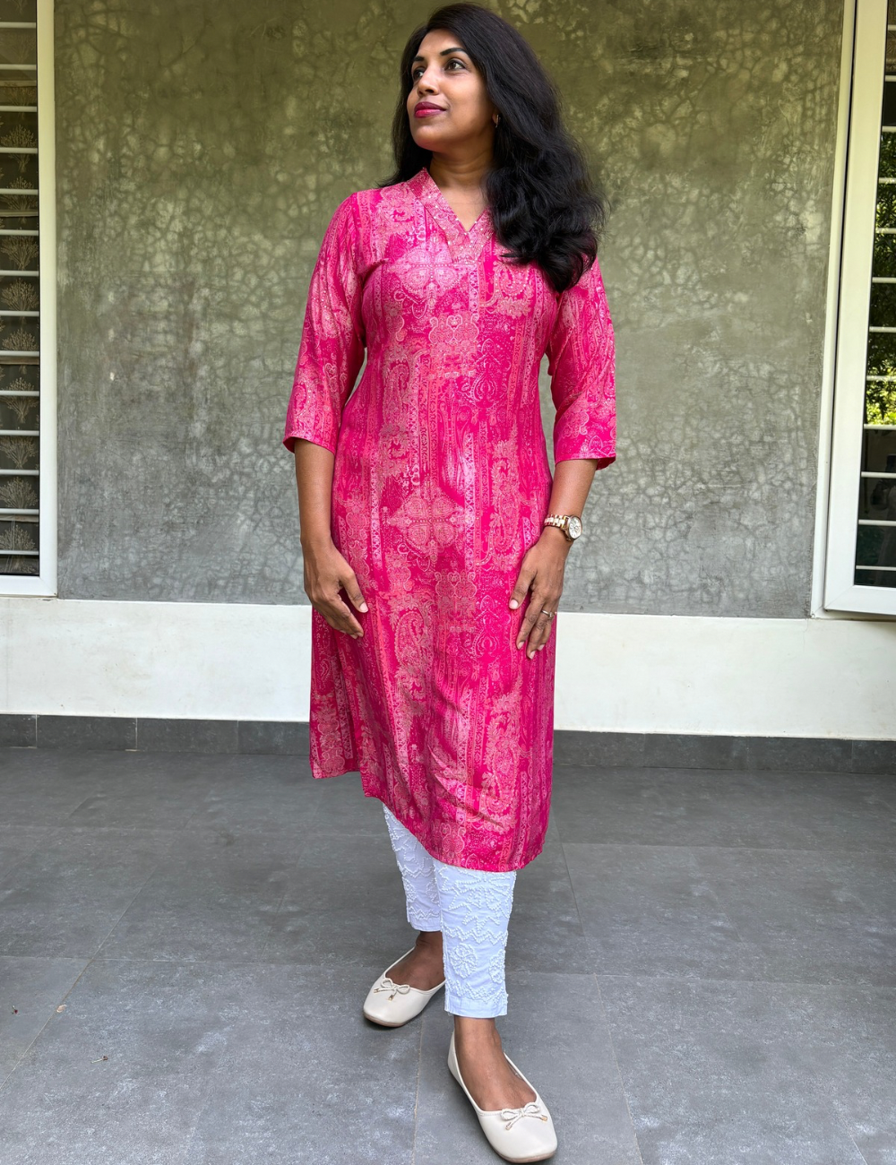 Muslin Silk Straight Cut Kurta - Pink