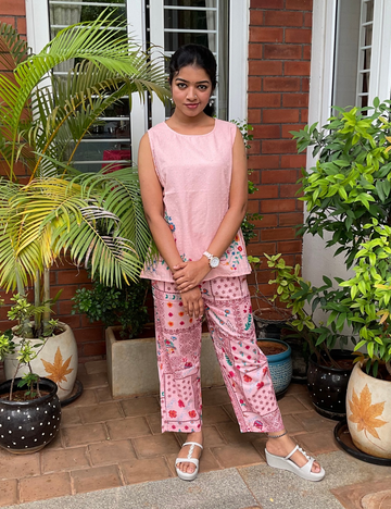 Cotton Printed Designer Co-Ord Set –  Pink