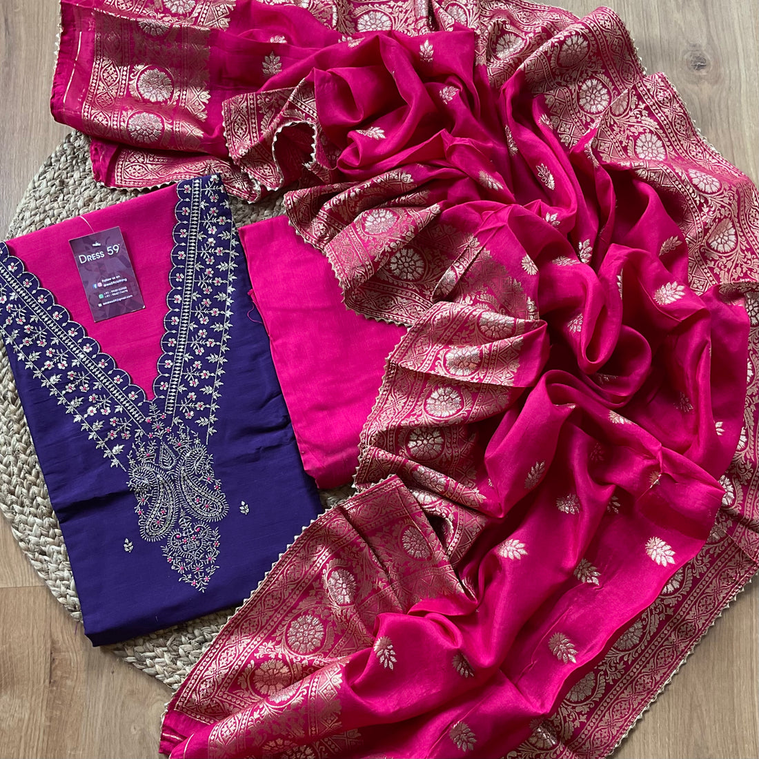 Silk Cotton Patch Worked Designer Semi stitched Salwar - Dark Purple