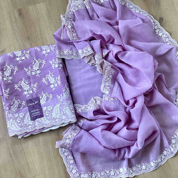 Shimmer Georgette Designer Unstitched Salwar - Purple